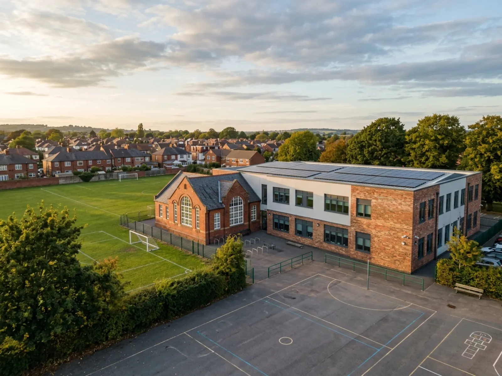 Solar panels on a UK school roof