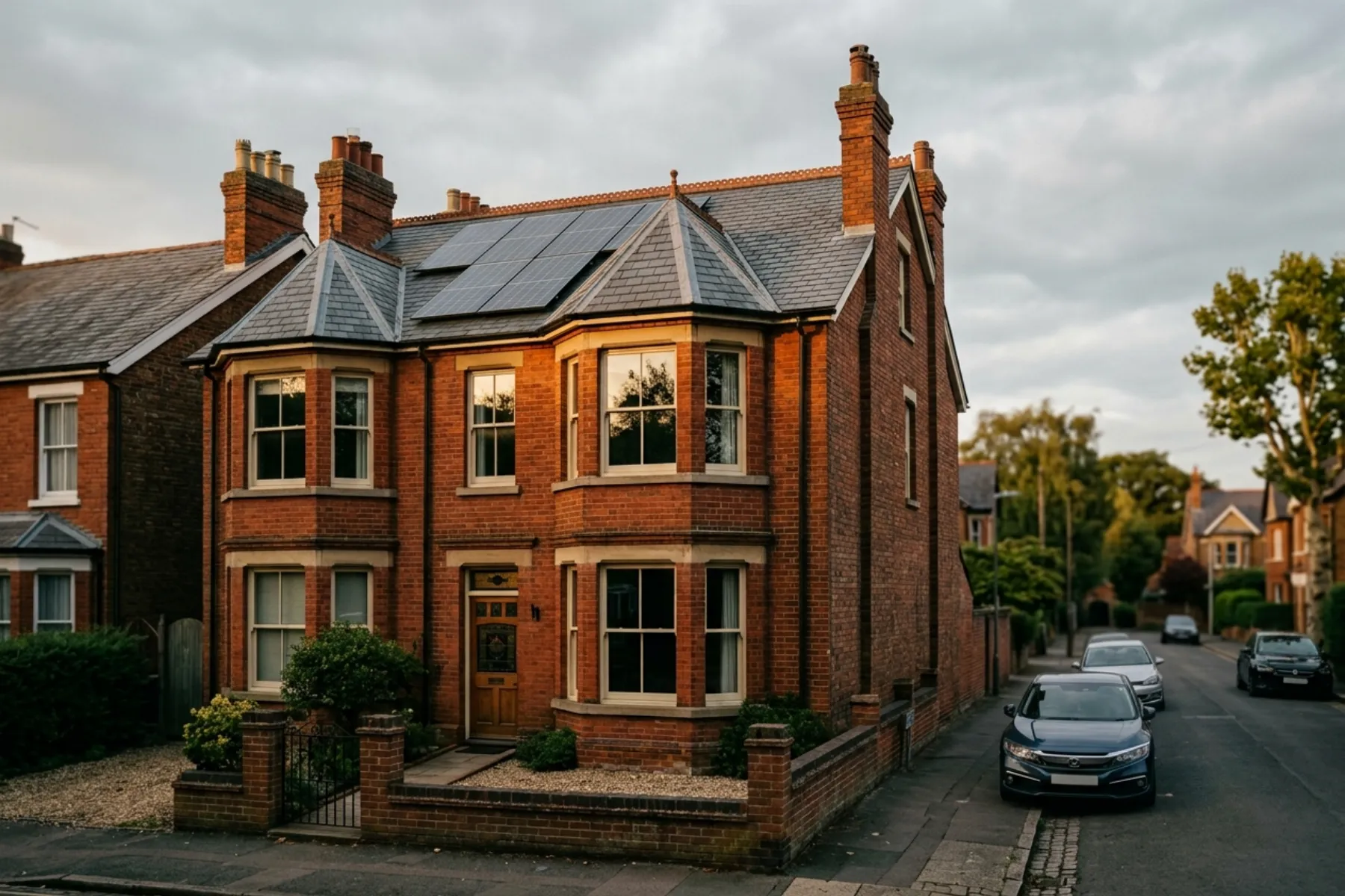 Solar panels on an older British home in a conservation area